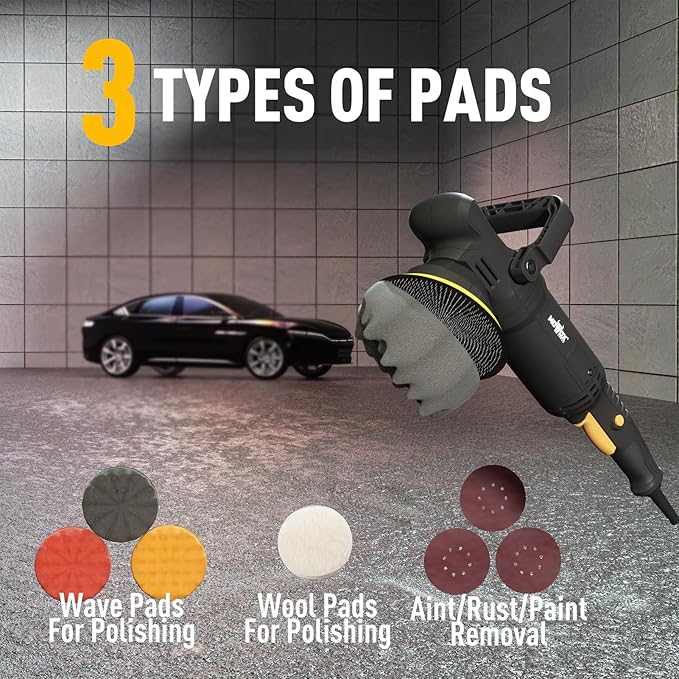 6" Dual Action Buffer Polisher,1200w polisher,6 Variable Speed Car Buffer Polisher with Detachable Handle,Pulidora De Autos For Car, Boat Sanding, Polishing, And Waxing