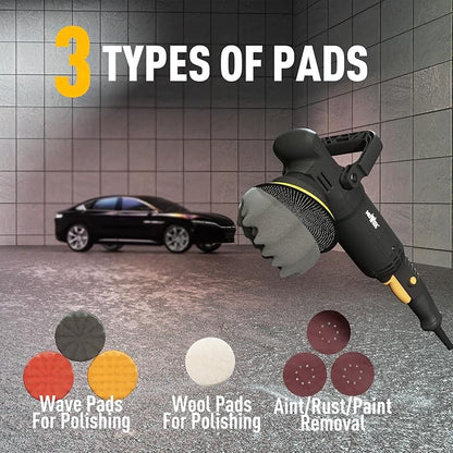 6" Dual Action Buffer Polisher,1200w polisher,6 Variable Speed Car Buffer Polisher with Detachable Handle,Pulidora De Autos For Car, Boat Sanding, Polishing, And Waxing
