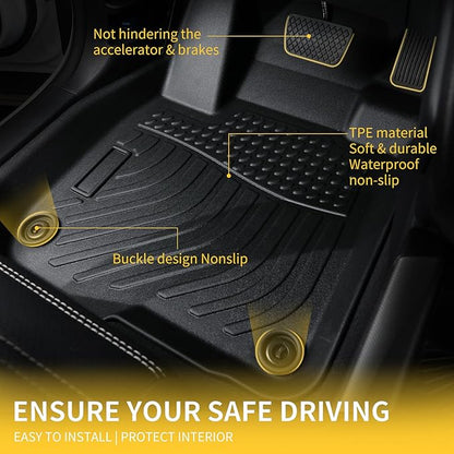 GINOWY- Floor Mats & Cargo Liner for Dodge Hornet 2023 2024 2025 GT/GT Plus & R/T Plug-in Hybrid, TPE All Weather Protection 2024 Hornet Car Mats, Non-Slip Trunk Mat Waterproof Floor Liners Black