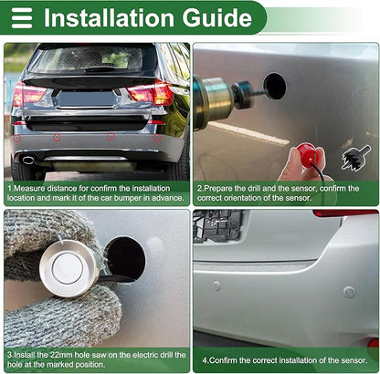 Motoforti Universal Car Auto Vehicle Reverse Backup Radar System Reverse Parking Sensors Alarm Buzzer Reminder Distance Detection Red 2 Pcs Parking Sensors