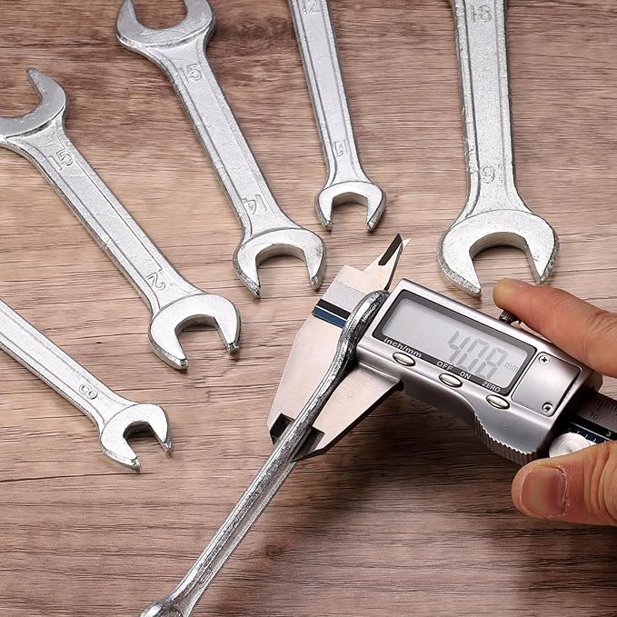 HARFINGTON 5pcs Double Open End Wrench 14mm x 15mm Metric 15 Degree Offset Angle Small Flat Head Wrench Galvanizing Open Ended Spanner for Automotive Repair Furniture Assembly