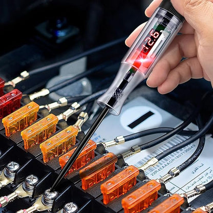 Automotive Test Light 5-90V Digital LED Circuit Tester with Voltage Display, Auto Bidirectional Light Tester, Electrical Voltage Tester with Extended Spring Wire & Probe for Car/RV/Vehicles