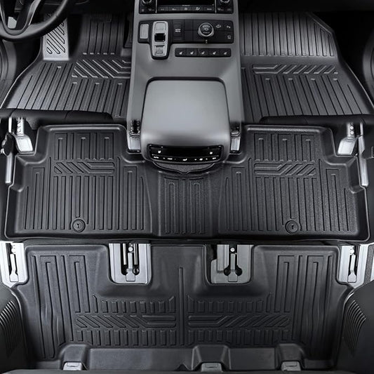 GALVAGNIATE Floor Mats for 2020-2024 2025 Hyundai Palisade 7-seat/8-seat Trunk Mat with Backrest Mat, All Weather TPE Cargo Liner Lower Cargo Mat for Palisade Accessories