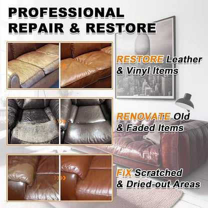 Black Leather Recoloring Balm, 12oz Leather Color Restorer for Couches, Leather Repair Kit for Furniture, Leather Dye for Leather Fade, Leather Repair Restore car seat