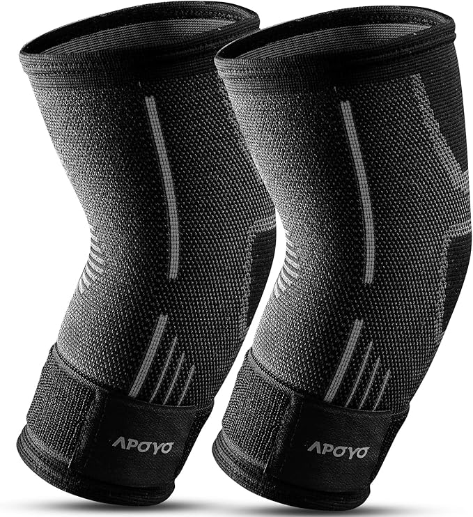 APOYO Elbow Brace for Tendonitis and Tennis Elbow, (Pair) Compression Sleeve for Arthritis, Workouts, Reduce Joint Pain During Fitness Activity (Large)