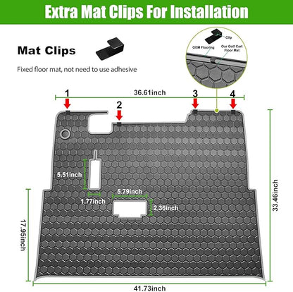 EZGO TXT Golf Cart Full Coverage Floor Liner Mat, fits EZGO TXT (1994+), Valor(1994+), Express S4(2012-2020), Cushman Workhorse, EX1(2020), Thick Anti-Slip Rubber, Grey Trim