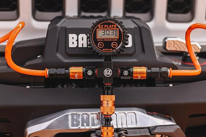EZ FLATE 4 Tire Hose System | Heavy Duty | Truck or Car Tires | UTV Side By Side Tires | Fast Inflation | 4 Tires at Once | Auto Equalize | Quick Connest Air Chucks (Recoil Hose System)