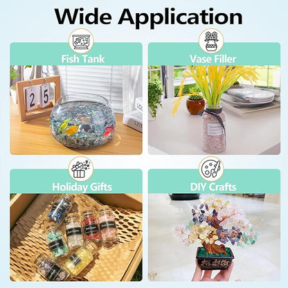 0.5 Lb/230g Rose Quartz Crystal Aquarium Gravel Rocks, Natural Tumbled Healing Crystal Chips Bulk Natural Crushed Stones for Crafts|Fish Turtle Tank|Home Decoration - 7-9mm