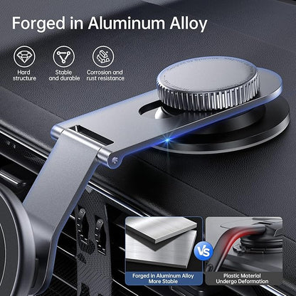 SYNCWIRE Fits MagSafe Car Mount for Universal Dashboard & Tesla Screen, Kevlar Silver Magnetic Phone Holder for Car, Super Stable Magnetic Car Phone Mount for iPhone 16 Pro Max 15 14 13 12&All Phones