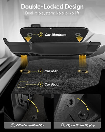 3W Floor Mats & Cargo Liner – Full Set (1st, 2nd & 3rd Row with Carpet) for Jeep Grand Cherokee L 2021-2025(Only for 6 Seat), Custom Fit TPE, All-Weather Waterproof,Black