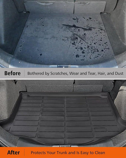 Car Floor Mats for Honda Fit : 2015-2020 (Not for Manual Transmission) Cargo Trunk Liner, Accessories All Weather Rubber Custom Fit for Honda Fit 2020 2019 2018 2017 2016 2015 SUV 5-Seat Models Black
