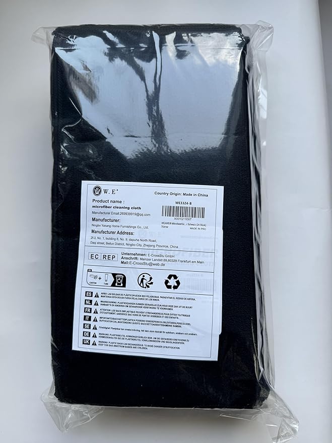 Microfiber Cleaning Cloth-24Pcs (13x13 inch) Ultra Soft Highly Absorbent Rags for Housekeeping-Machine Wash (Black)