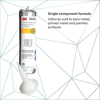 3M Urethane Seam Sealer, 08364, Beige Color, High Solids, Permanently Flexible, 310 mL/10.5 oz Foil Pack