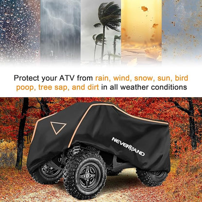 Neverland ATV Cover Waterproof Outdoor Heavy Duty ATV Covers Dustproof Anti-UV 4 Wheeler Cover All Weather Protection Four Wheeler Cover for Polaris Yamaha Suzuki Honda (Black XLarge)