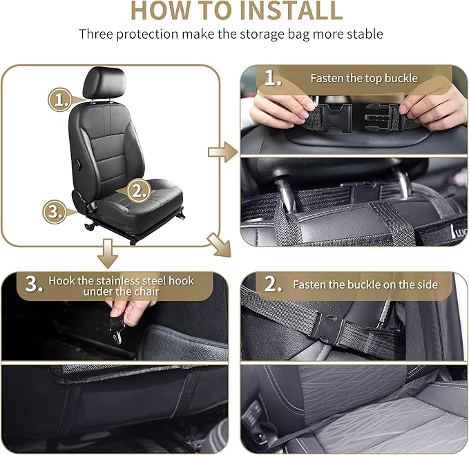 LUCMO Car Backseat Organizer with Touch Screen Tablet Holder,9 Storage Pockets Car Storage Organizer,Protectors Kick Mats Travel Accessories for Kids-Grey
