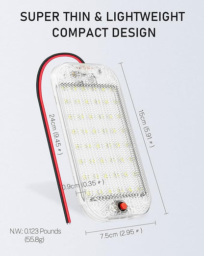 Dome Light for RV Interior, 48LED 800LM Ultra Bright 12 Volt LED White Lights, RV Ceiling Light with Switch Control, Ideal for Car Van Truck Camper Lorry Motorhome Boat(4 Pack)