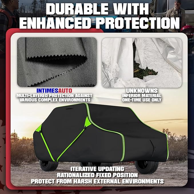 125 Inch UTV Cover for Polaris Ranger RZR, Can-Am Defender Maverick Commander, Yamaha Wolverine, Kawasaki Mule, Honda Pioneer, Black 600D Side by Side Cover Protection for 2-3 Seater UTV