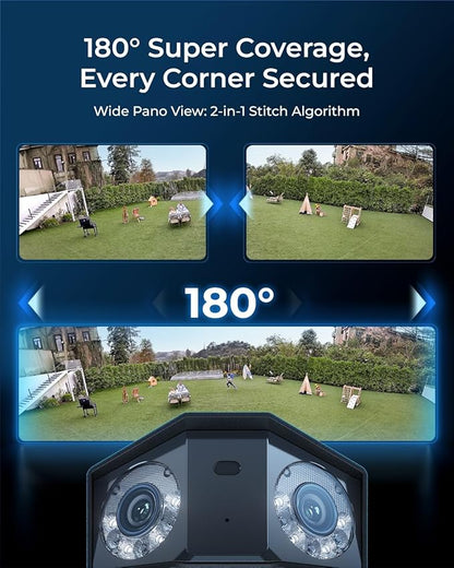 REOLINK Duo 3 PoE 16MP UHD Dual-Lens PoE Security Camera with 180° Panoramic View, Motion Track, F1.6 Color Night Vision, Person/Vehicle/Animal Detection, 2 Way Talk, Supports 24/7 Recording