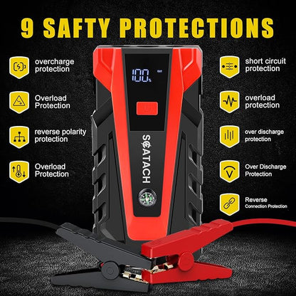 Scatach 011 5000A Car Battery Jump Starter,12V Jump Starter Battery Pack (up to 14.0L Gasoline and 12.0L Diesel Engine), Portable Jump Box with 3 Modes Flashlight and Jumper Cable