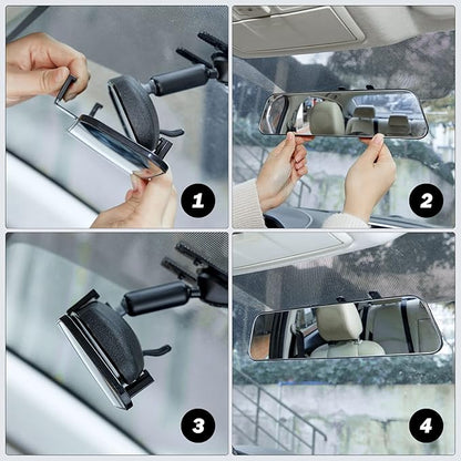 JOYTUTUS Rearview Mirror, 2 pack 12 Inch Panoramic Interior Clip-on Wide Angle Convex Rear View Mirror, Reduce Blind Spot Effectively for More Car SUV Trucks -Clear
