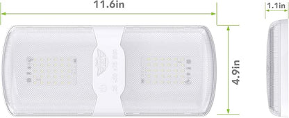 Leisure LED 5-Pack RV LED Ceiling Double Dome Light Fixture with Built in Dimmer Interior Lighting for Car/RV/Trailer/Camper/Boat 12V Natural White 4000-4500K 620 Lumen (5-Pack)