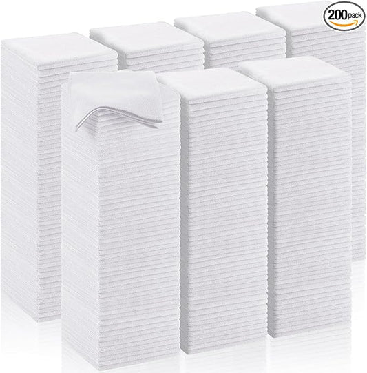 200 Pcs Microfiber Cleaning Cloth 16x16 Inch Microfiber Towels for Car Ultra Absorbent Cleaning Rags Reusable Lint Free Streak Free Detailing Towel for Car Washing Drying Dusting (White)