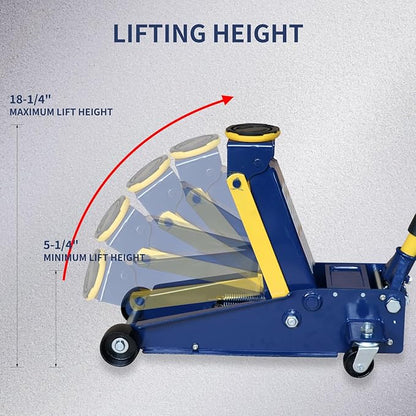 3 Ton Heavy Duty Hydraulic Floor Jack for Car (6600 lbs) with Single Piston Pump, Quick Lift, Lifting Range 5-1/4"to 18-1/4"