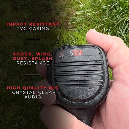 BTECH QHM22D Dual Push-to-Talk (PTT) Speaker Mic, Platinum Series IP54 Rainproof Shoulder Mic for BaoFeng, BTECH, Kenwood Radios