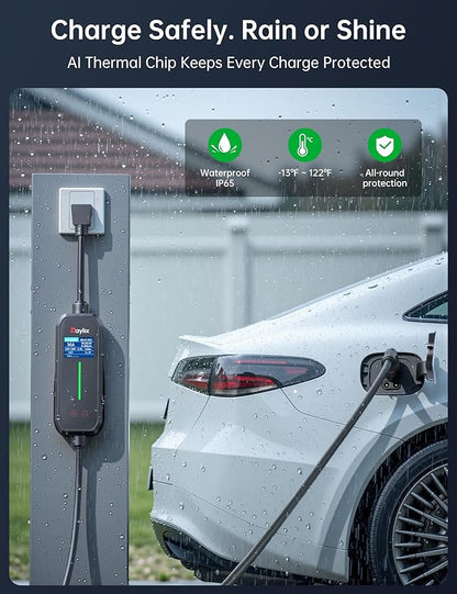 Raylix 16A Level 1&2 EV Charger, 110V-240V Electric Car Charger with 21ft Cable [Adjustable Current & Delay Charging] Portable EV Chargers for All SAE J1772, Nema 6-20 & Nema 5-15 Plug, Accessories