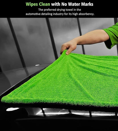 28" x 36" Car Drying Towel Extra Large, 1400 GSM Double Sided High Absorbent Car Wash Drying Towels, No Scratches or Streaks, Quick Dry Microfiber Towels for Cars Truck SUV, Green