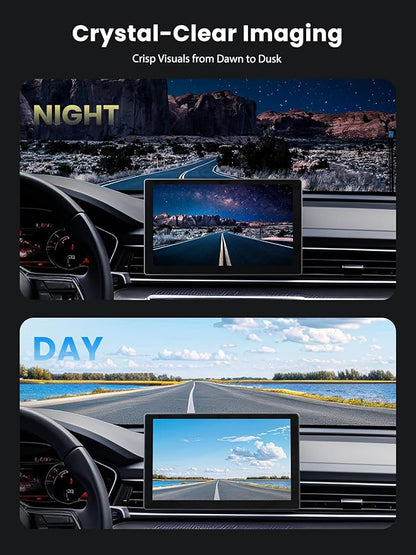 Portable CarPlay Screen for Car, 9'' Wireless Apple CarPlay & Android Auto Screen for Car, 4K Dash Cam, 1080P Backup Camera, GPS Navigation/Bluetooth/FM/Siri Voice Control for All Vehicles