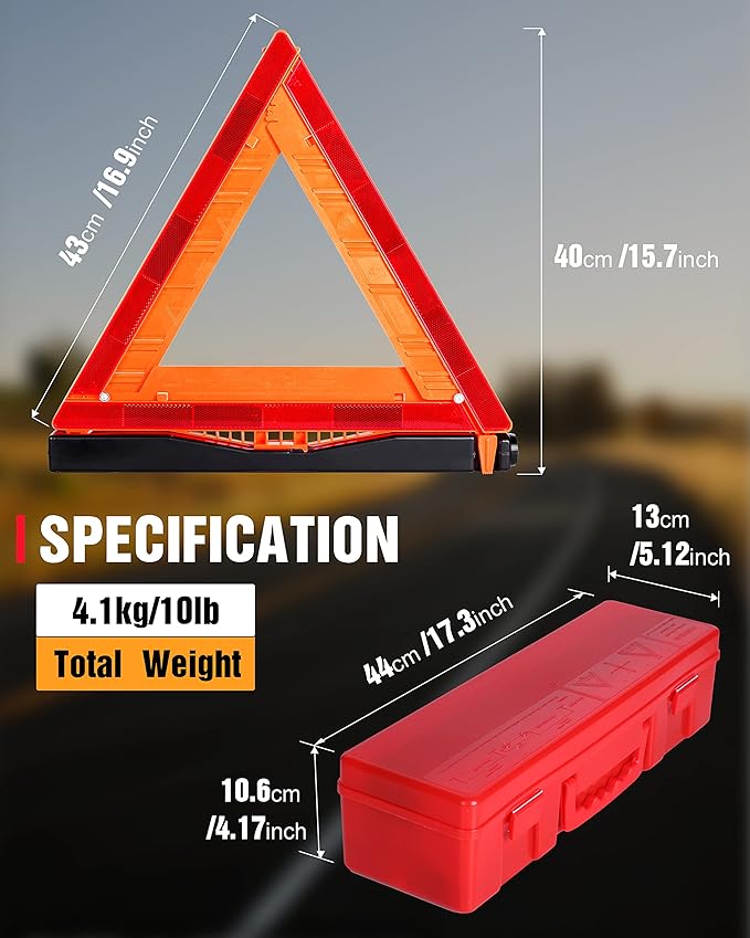 12 Pack Warning Triangle DOT Approved, Foldable Emergency Safety Reflective Triangles for Roadside Vehicles Breakdown with Carrying Case