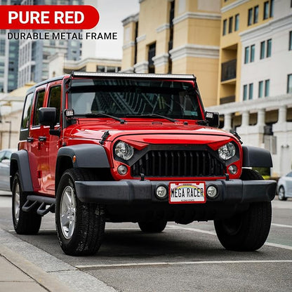 Premium Slim Red License Plate Frames – 2 Pack, Rust-Free Stainless Steel, Street Legal & Rattle-Free, Universal Fit with Screw Covers, Sleek Thin Metal Front & Rear Car Tag Holders for Men & Women