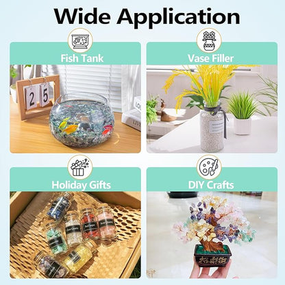 0.5 Lb/230g Clear Quartz Crystal Stone Chips Bulk, Tumbled Healing Crystal Chips Natural Gemstones Crushed Stones Decorative Vase Fillers Aquarium Gravel Rocks, 3-5mm