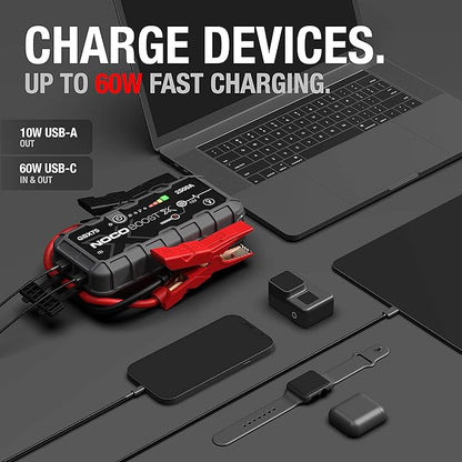 NOCO Boost X GBX75: 2500A UltraSafe Jump Starter – 12V Lithium Battery Booster Pack, Portable Jump Box, Power Bank & Jumper Cables - for 8.5L Gas and 6.5L Diesel Engines
