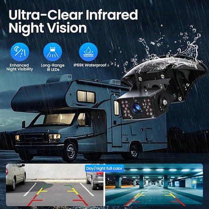 RV Backup Camera, Vehicle Backup Camera with AI Detection, 1080P Backup Cameras, 7'' Waterproof Wireless Backup Camera with DVR Recording & Night Vision for Car, Van, SUV, Truck, Trailer