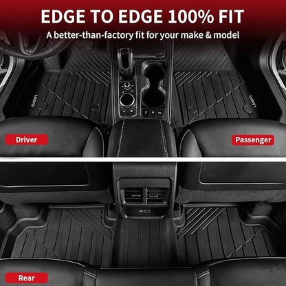 LASFIT Floor Mats for Cadillac XT4 2019-2025, All Weather TPE Custom Fit Automotive Floor Mats for Cars, 1st and 2nd Row Car Floor Mats Full Set for Cadillac XT4 Accessories, 3 PCS, Black