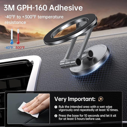 SYNCWIRE Fits MagSafe Car Mount, [All-Metal] Magnetic Phone Holder for Car, [Flexible Three-axis] 360° Rotation Magnetic Car Mount Strong Magnets Car Phone Holder Fits iPhone 16 15 14 13 12 Pro Max