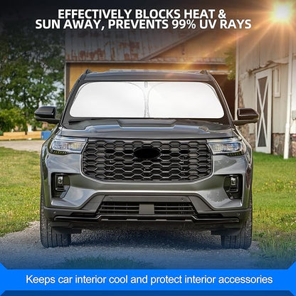 Windshield Sun Shade for Ford Explorer (SUV ST XLT Limited Platinum) 2020-2025 Foldable Sunshade Custom Fit Front Window Car Interior Accessories Protector Blocks UV Rays