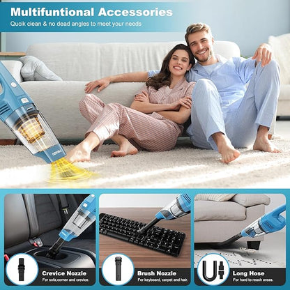 Handheld Vacuum Cordless, 14500PA Powerful Suction Hand Held Vacuum Cleaner with Brushless Motor, Rechargeable and Portable Car Vacuum Cleaner with Multi Accessories for Home Office Car Pet