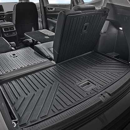 Floor Mats for 2018-2024 2025 Volkswagen VW Atlas 7 Seats(Not for Cross Sport), All Weather TPE Trunk Mat Cargo Liner with Backrest Mat for Atlas Accessories