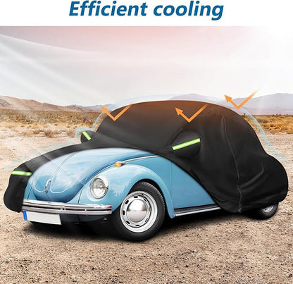 Custom Fit for Volkswagen Beetle Bug 2-Door 1960-1980 Sedan Car Cover Waterproof Heavy Duty All-Weather Protection with Door Zipper & Storage Bag