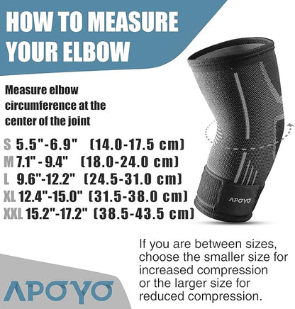 APOYO Elbow Brace for Tendonitis and Tennis Elbow, (Pair) Compression Sleeve for Arthritis, Workouts, Reduce Joint Pain During Fitness Activity (X-Large)