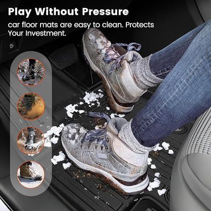 KMF Custom Fit Floor Mats for Lexus RX 2025 2024 2023 Accessories RX350 RX350h RX500h (NOT RX450h+ PHEV), All Weather TPE Waterproof Car Floor Liners,Front Rear 2 Row, Anti-Slip Deep Grooves Car Mats