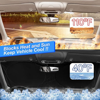 for Honda Fit 2024 Windshield Sun Shade Foldable Sunshade-for Honda Fit 2007-2022 2023 Windshield Cover 210T Reflective Front Window Protector Blocks UV Rays Sun Visor Car Accessories XXL(63" x39.4")