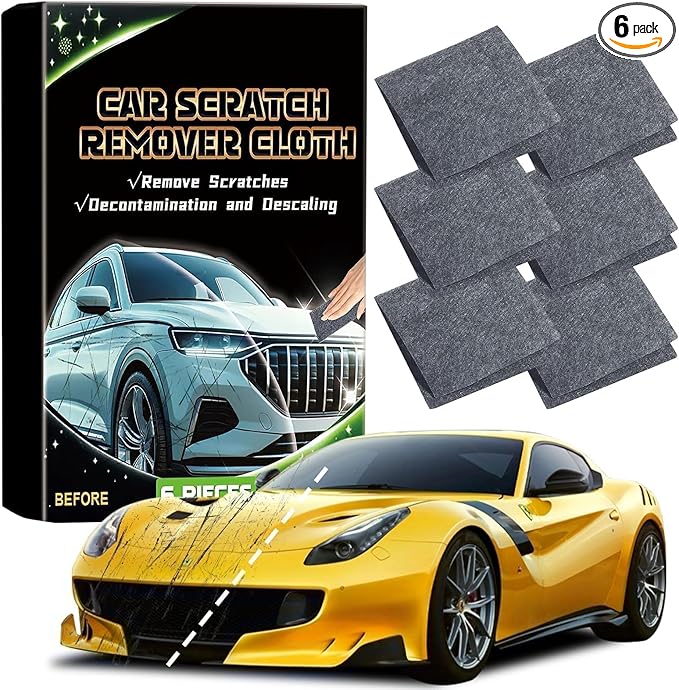Car Scratches Remover,6 Pack 2025 Nano Sparkle Cloth for Car Scratches Multi-Purpose Nano Magic Cloth Easy to Repair Paint Scratches,Water Spots Surface Polishing