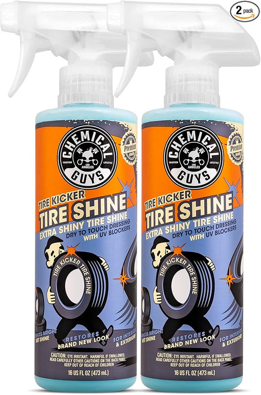 Chemical Guys Tire Kicker Sprayable Extra Glossy Tire Shine (Works on Rubber, Vinyl & Plastic), Great for Cars, Trucks, SUVs, Motorcycles, RVs & More, 16 oz (2 Pack)