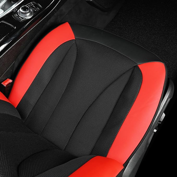GIANT PANDA Fit Subaru Outback Forester Crosstrek Legacy Impreza Front Car Seat Cover, 3D Air Mesh Breathable Seat Protector, Red+Black（2-Pack