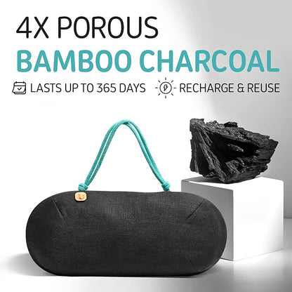 Car Air Freshener - Lasts 365+ Days No Chemicals 100% Activated Bamboo Charcoal Fragrance-Free Deodorizer, Natural Auto Odor Eliminator, Purifier, Neutralizer, Absorb Smoke Smell
