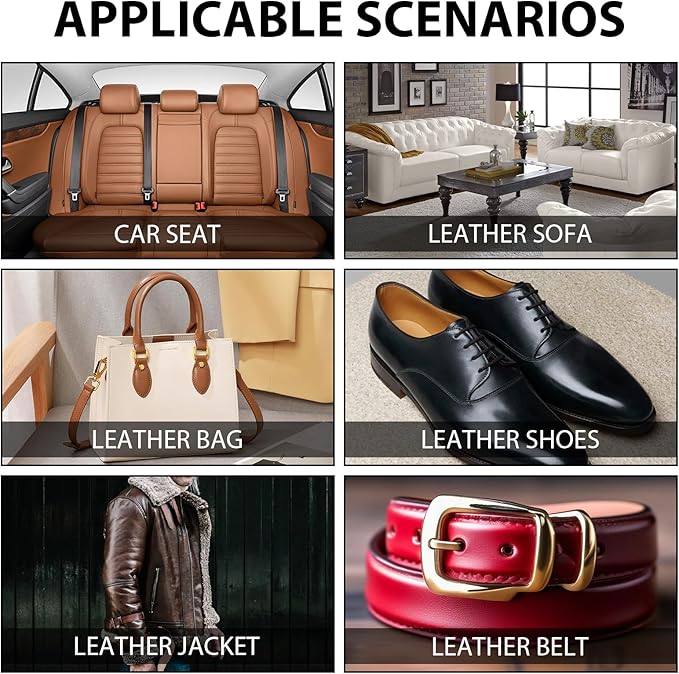 Leather Repair Kit,Car Seats, Sofa,Jacket & Purse - Repairs Burn Holes,Scratches,Tears - Restores Faux,Vinyl,Artificial and Real Leather (Ten Colors)